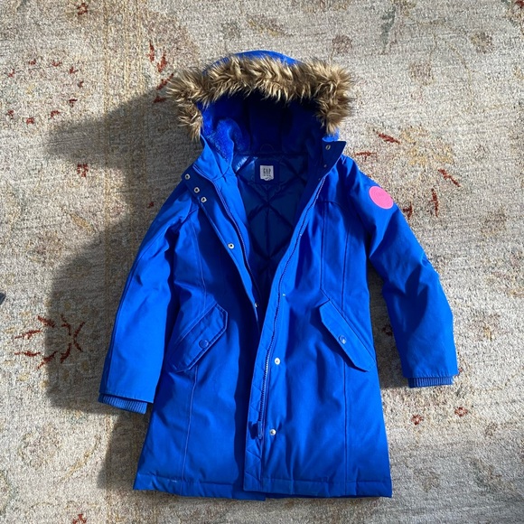 COPY - Gap Kids Girl Down Parka Coat Blue Size Large - Picture 3 of 7